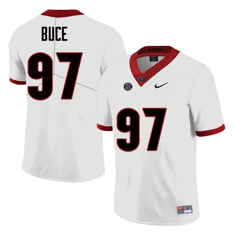 Men Georgia Bulldogs #97 Brooks Buce College Football Jerseys Sale-White - Click Image to Close